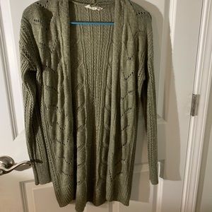 long green cardigan sweater